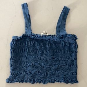 Small American Eagle blue smocked crop tank